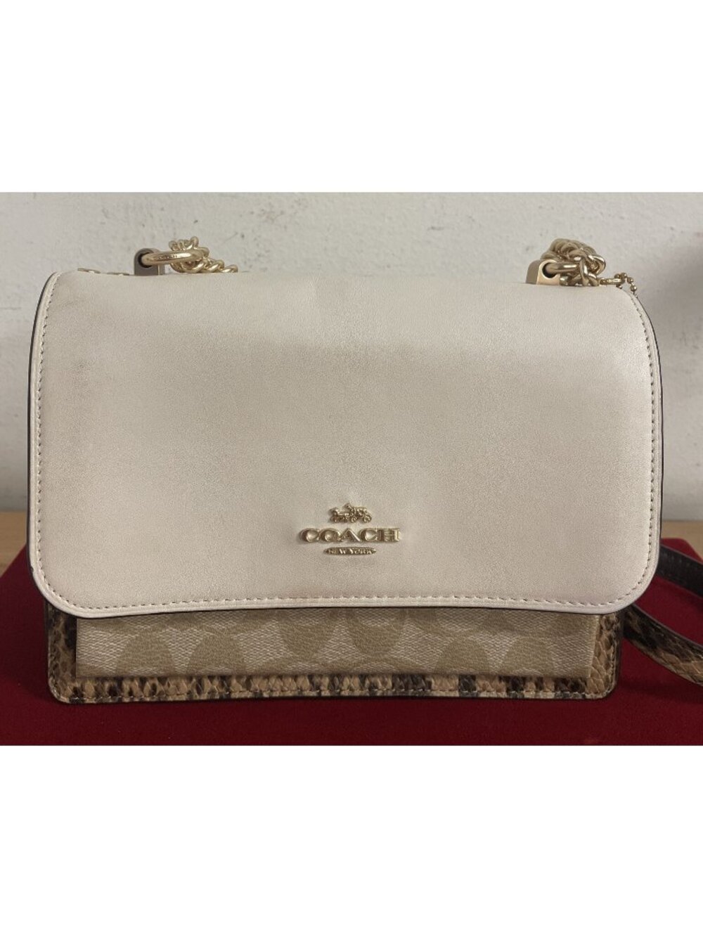 Coach klare Canvas Crossbody Bag - Cream Brown Signature